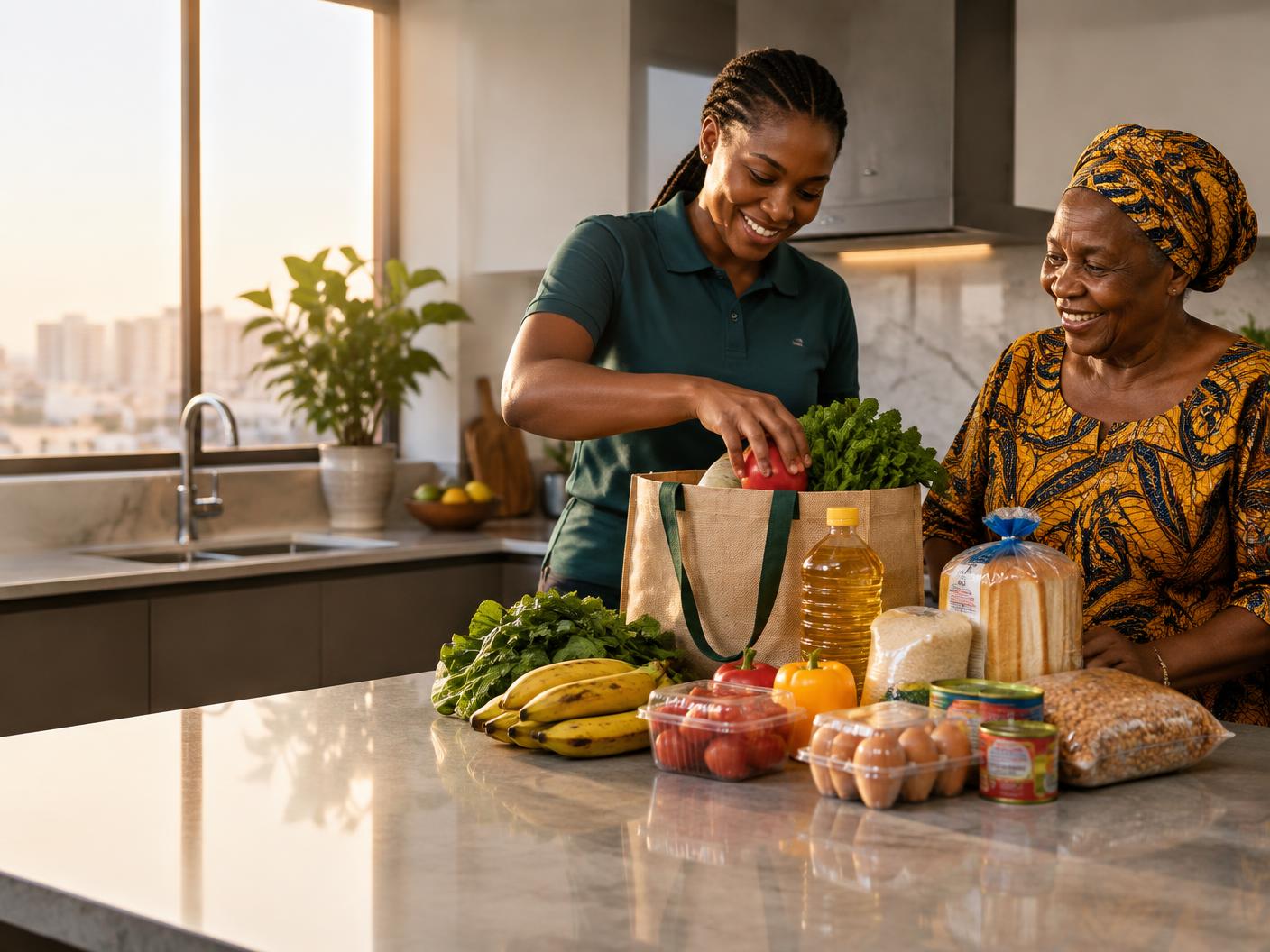Fresh groceries being delivered to a family home